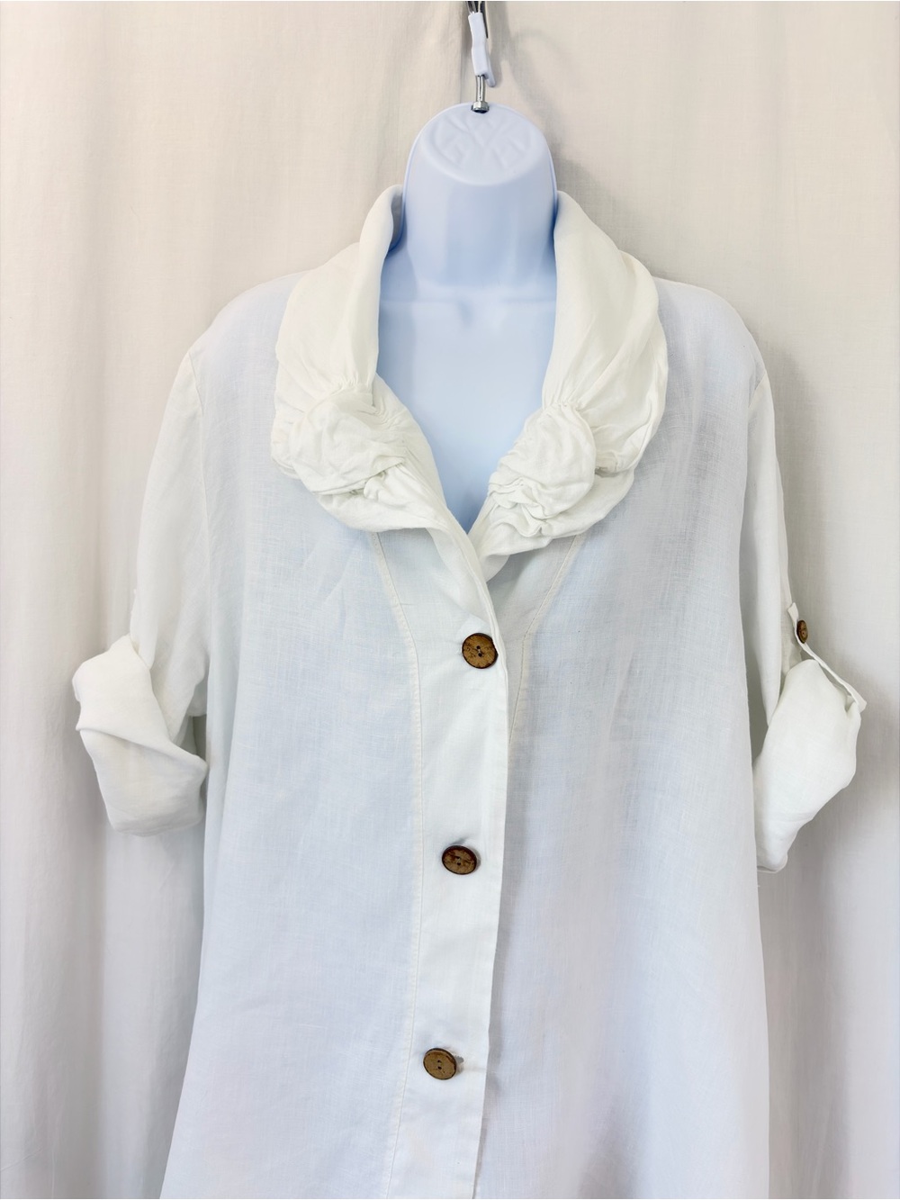 Tempo Paris 100% linen White jacket/top artistic lagenlook Made in Italy Medium - Picture 12 of 17